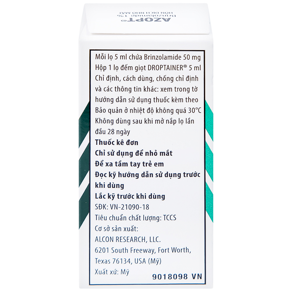 Thuốc nhỏ mắt Azopt Alcon điều trị tăng nhãn áp, glôcôm góc mở (5ml)