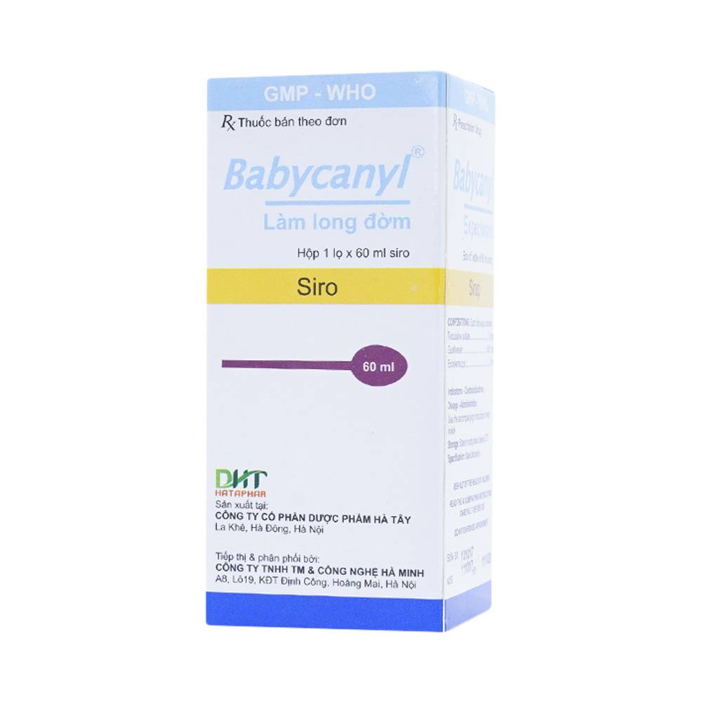 Siro Babycanyl Hataphar điều trị ho do hen phế quản, viêm phế quản (60ml)