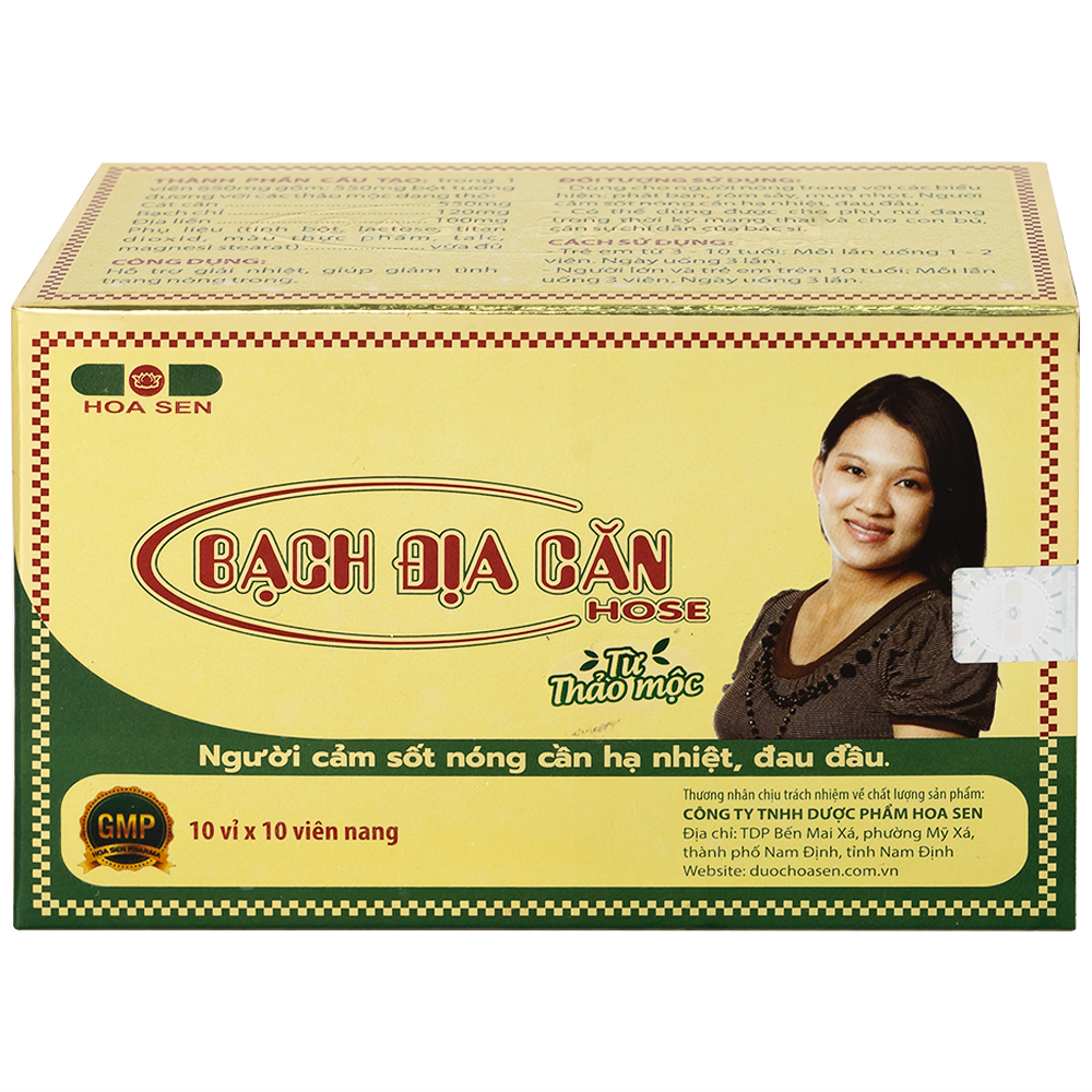 Viên hỗ trợ giải nhiệt Bạch Địa Căn Hose Hoa Sen (10 vỉ x 10 viên)