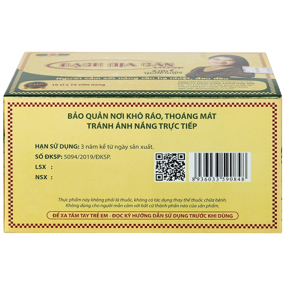 Viên hỗ trợ giải nhiệt Bạch Địa Căn Hose Hoa Sen (10 vỉ x 10 viên)