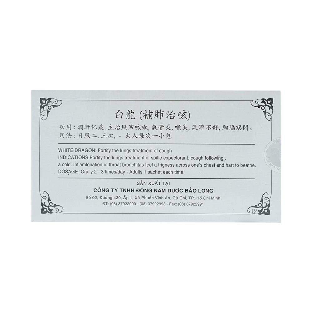 Thuốc Bạch Long Bổ Phổi Trừ Ho tiêu đờm, trị các chứng ho, viêm họng hạt, viêm phế quản (10 gói)