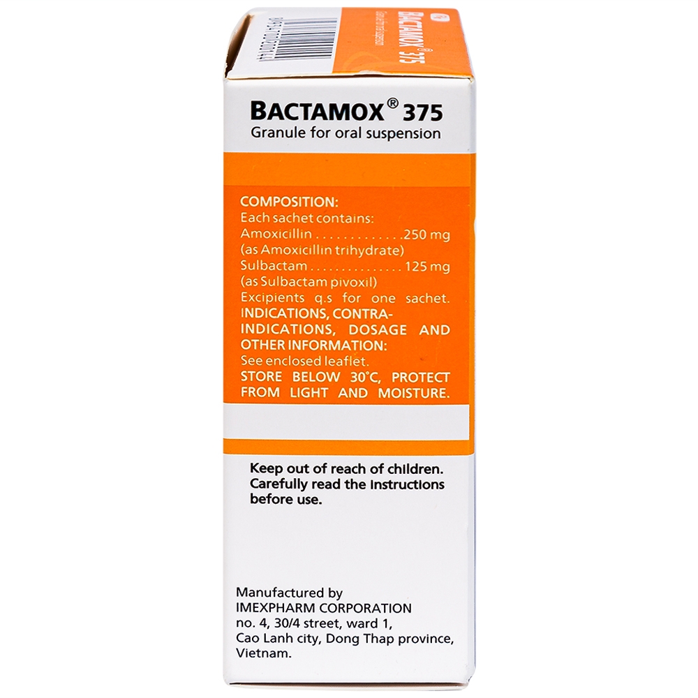 Thuốc cốm Bactamox 375 Imexpharm điều trị nhiễm khuẩn (12 gói)