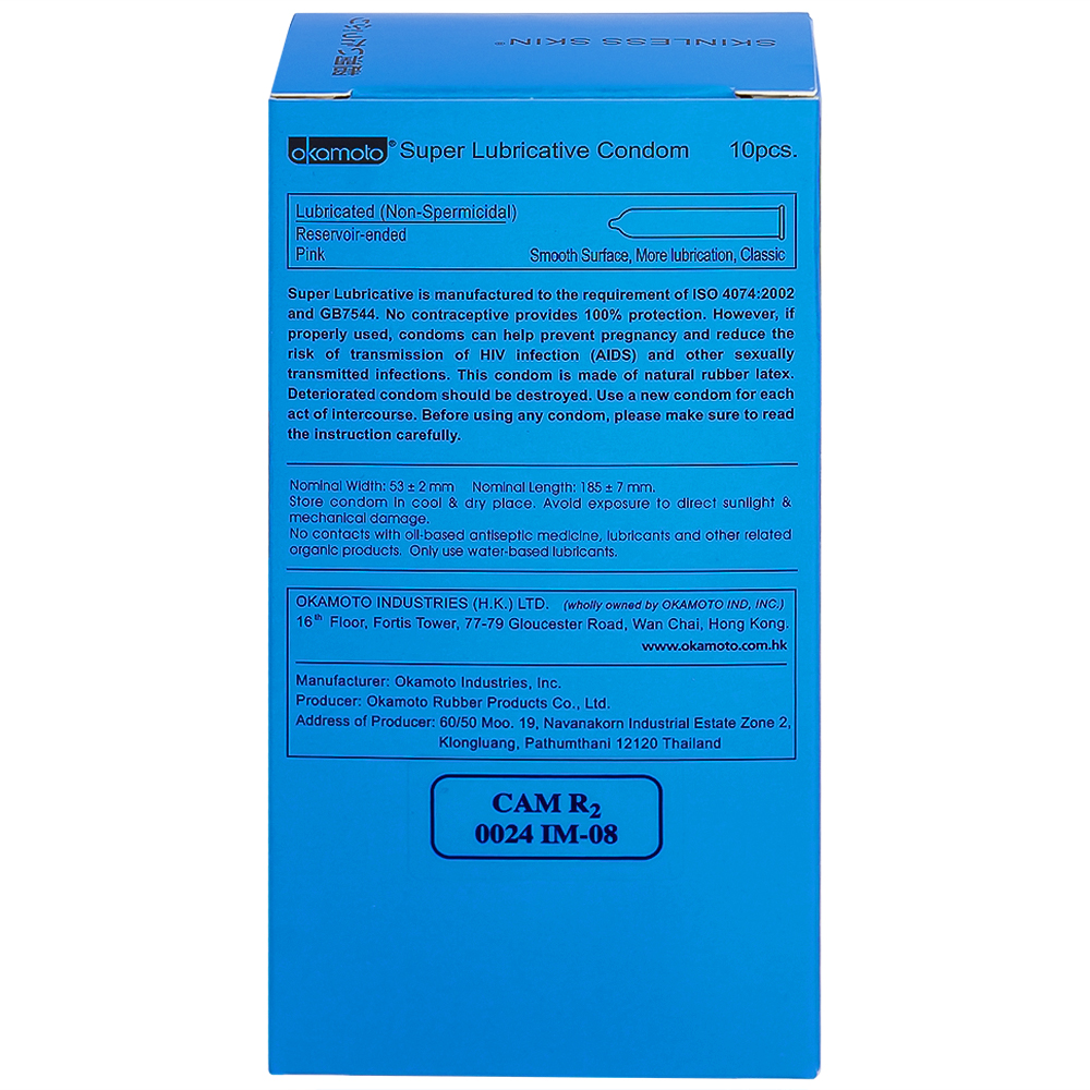 Bao cao su Okamoto Skinless skin super lubricative siêu mỏng, dẻo dai và mềm mại (10 cái)
