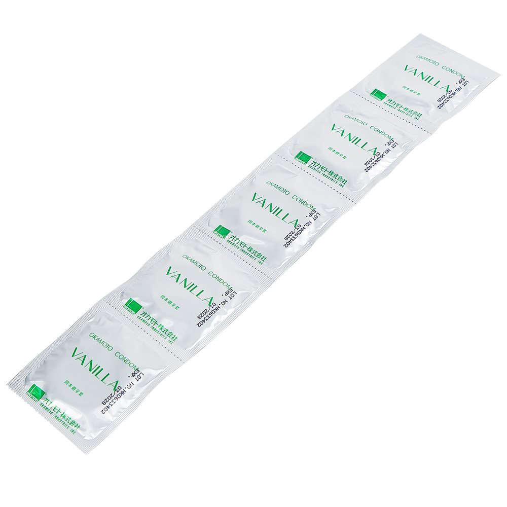 Bao cao su Okamoto Skinless skin Vanilla mềm mại, dẻo dai (10 cái)