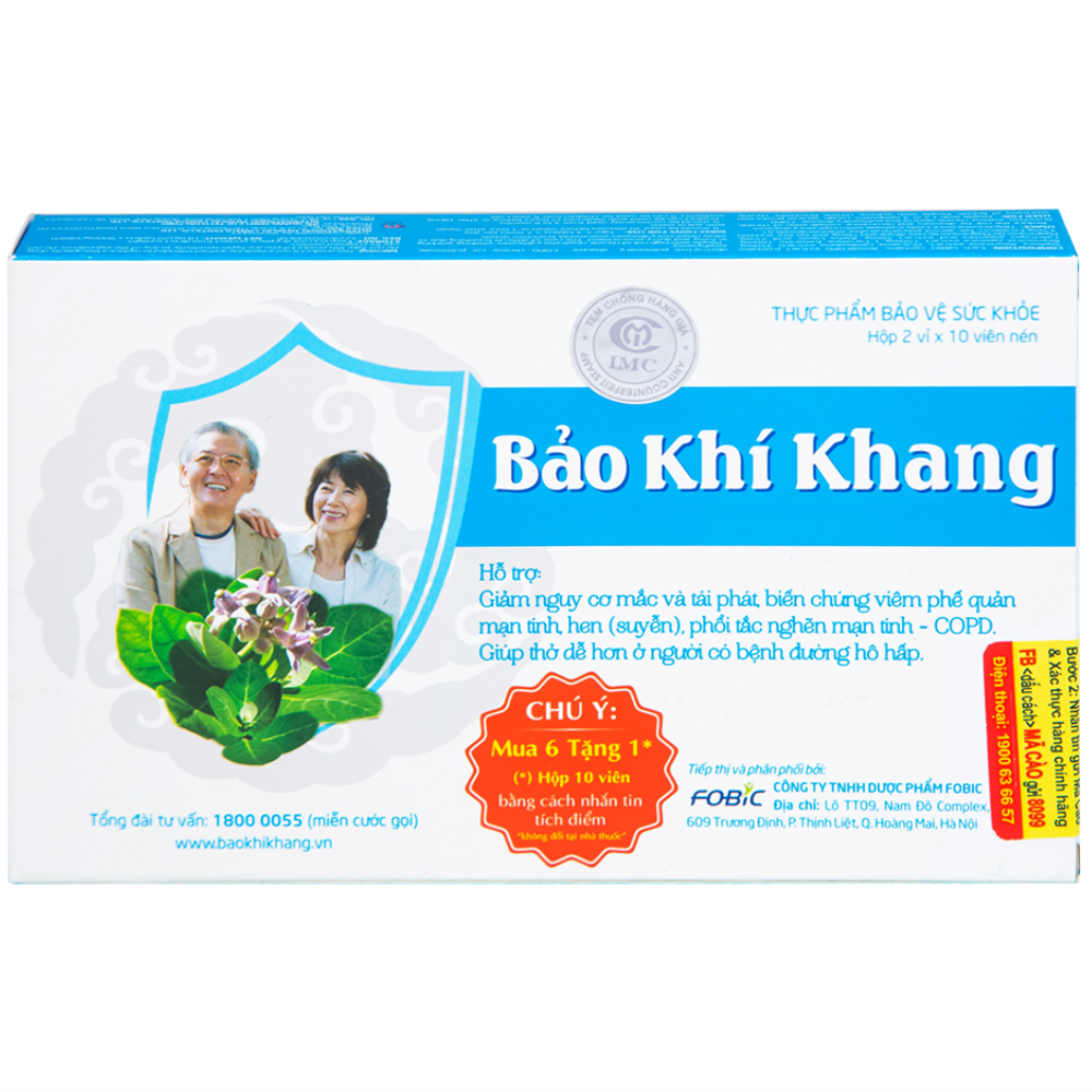 Viên hỗ trợ giảm nguy cơ viêm phế quản Bảo Khí Khang IMC (2 vỉ x 10 viên)