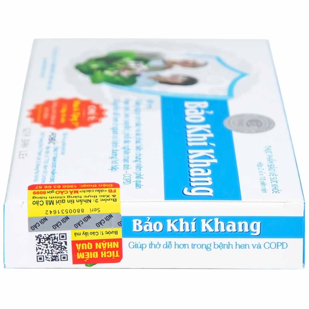 Viên hỗ trợ giảm nguy cơ viêm phế quản Bảo Khí Khang IMC (2 vỉ x 10 viên)