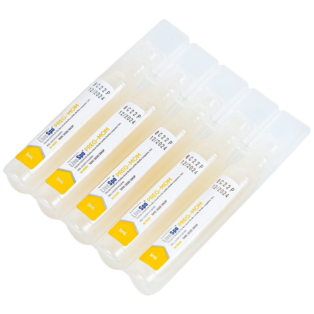 Bào tử lợi khuẩn cho mẹ và bé hết lo táo bón - biếng ăn LiveSpo PREG-MOM (20 ống x 5ml)