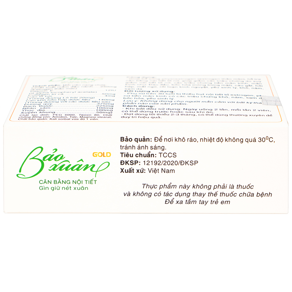 Viên hỗ trợ cân bằng nội tiết tố nữ Bảo Xuân Gold Nam Dược (3 vỉ x 10 viên)