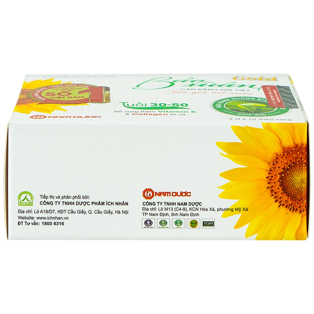 Viên hỗ trợ cân bằng nội tiết tố nữ Bảo Xuân Gold Nam Dược (3 vỉ x 10 viên)