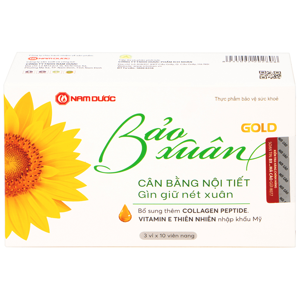 Viên hỗ trợ cân bằng nội tiết tố nữ Bảo Xuân Gold Nam Dược (3 vỉ x 10 viên)