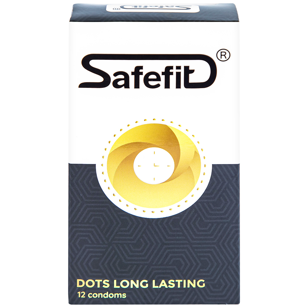 Bao cao su Safefit Dots Long Lasting S52 có vòng gân, hạt nổi, thắt chống tuột (12 cái)