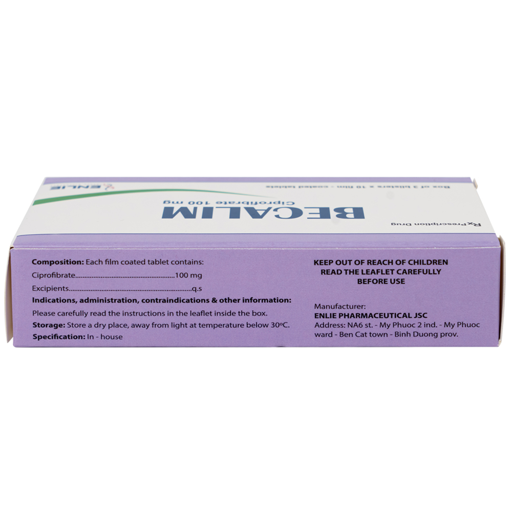 Thuốc Becalim 100mg Enlie Pharma điều trị tăng Cholesterol máu (3 vỉ x 10 viên)