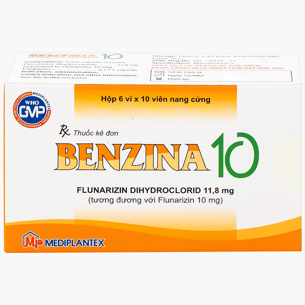 Thuốc Bezina 10 Mediplantex điều trị dự phòng cơn đau nửa đầu (6 vỉ x 10 viên)