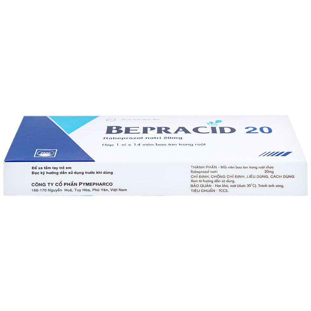 Thuốc Bepracid 20mg Pymepharco điều trị trào ngược dạ dày – thực quản, loét dạ dày - tá tràng (1 vỉ x 14 viên)