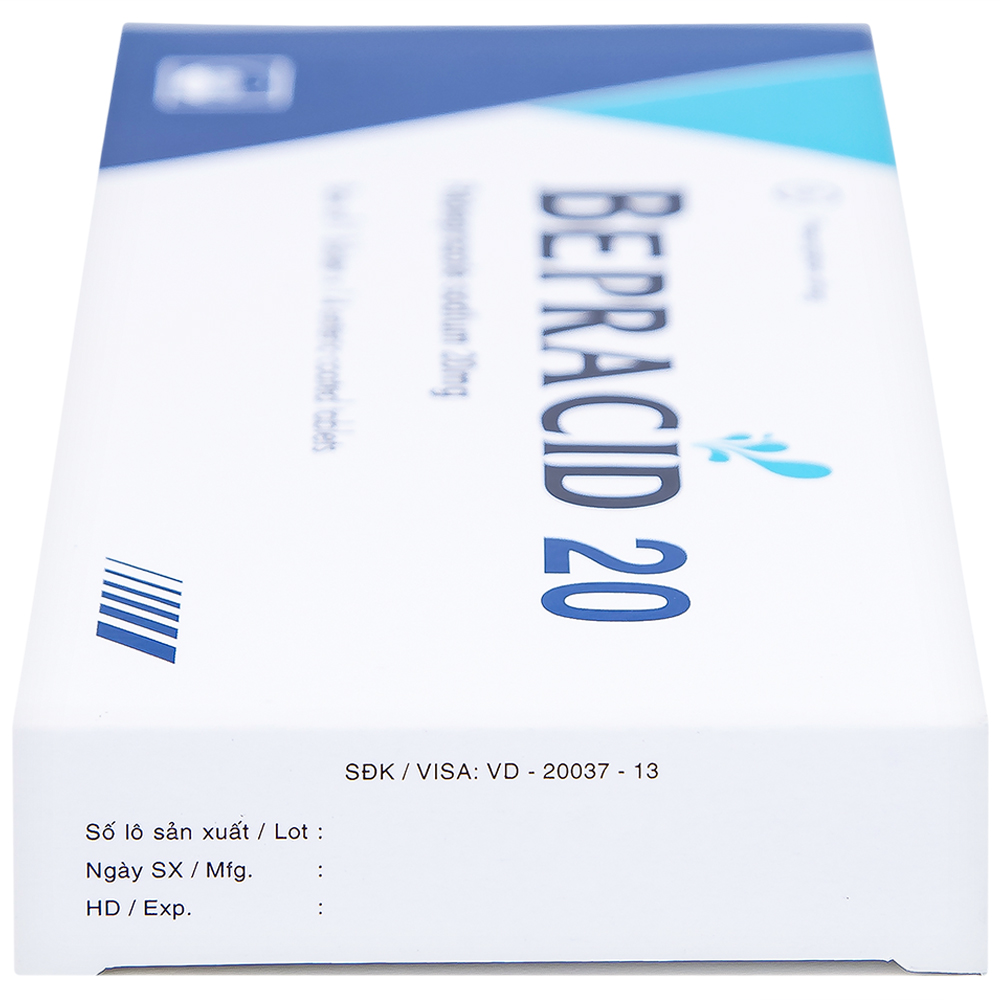 Thuốc Bepracid 20mg Pymepharco điều trị trào ngược dạ dày – thực quản, loét dạ dày - tá tràng (1 vỉ x 14 viên)