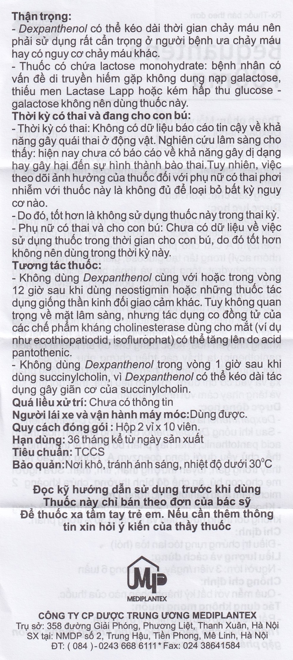 Thuốc Bequantene 100mg Mediplantex điều trị chứng rụng tóc lan tỏa (2 vỉ x 10 viên)