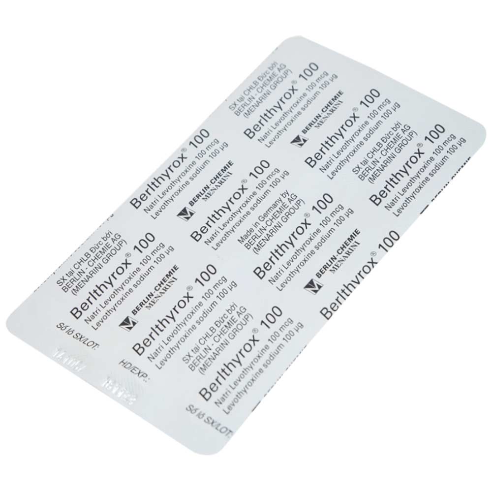 Thuốc Berlthyrox 100 Menarini điều trị thiểu năng tuyến giáp (4 vỉ x 25 viên)