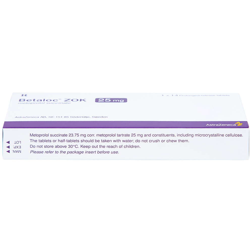 Thuốc Betaloc Zok 25mg AstraZeneca điều trị tăng huyết áp (1 vỉ x 14 viên)