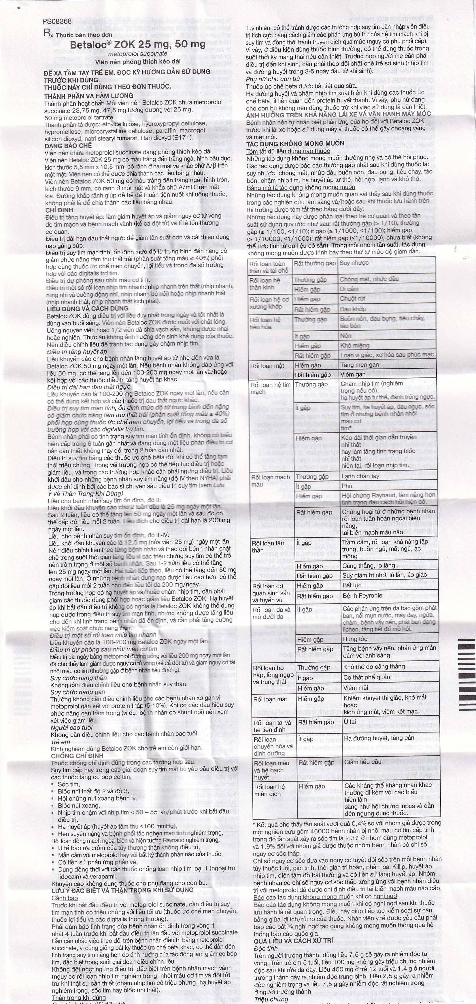 Thuốc Betaloc Zok 25mg AstraZeneca điều trị tăng huyết áp (1 vỉ x 14 viên)
