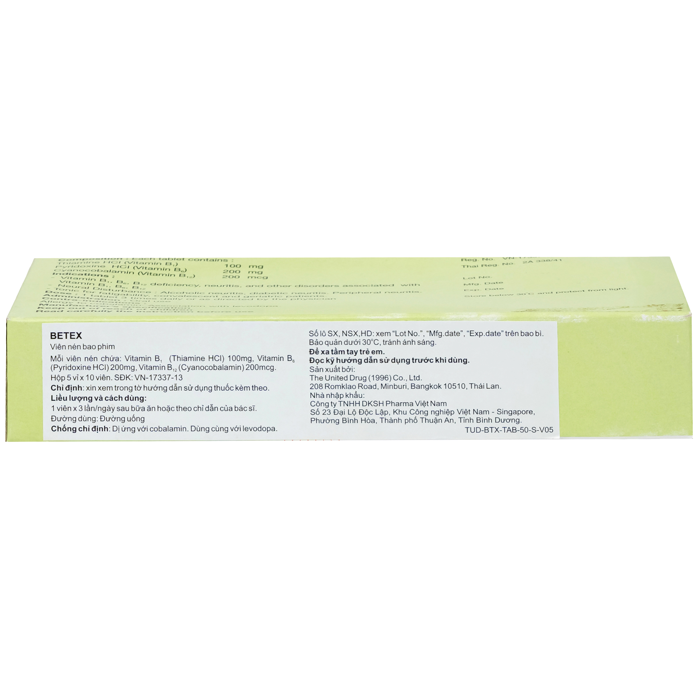 Thuốc Betex Favorex bổ sung vitamin B1, B6, B12 (5 vỉ x 10 viên)