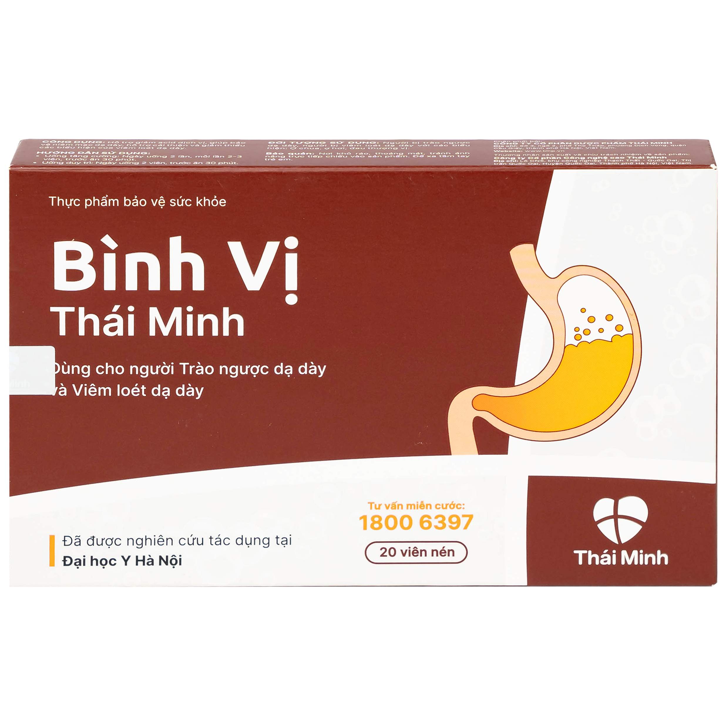 Viên uống giảm acid dịch vị Bình Vị Thái Minh (2 vỉ x 10 viên)