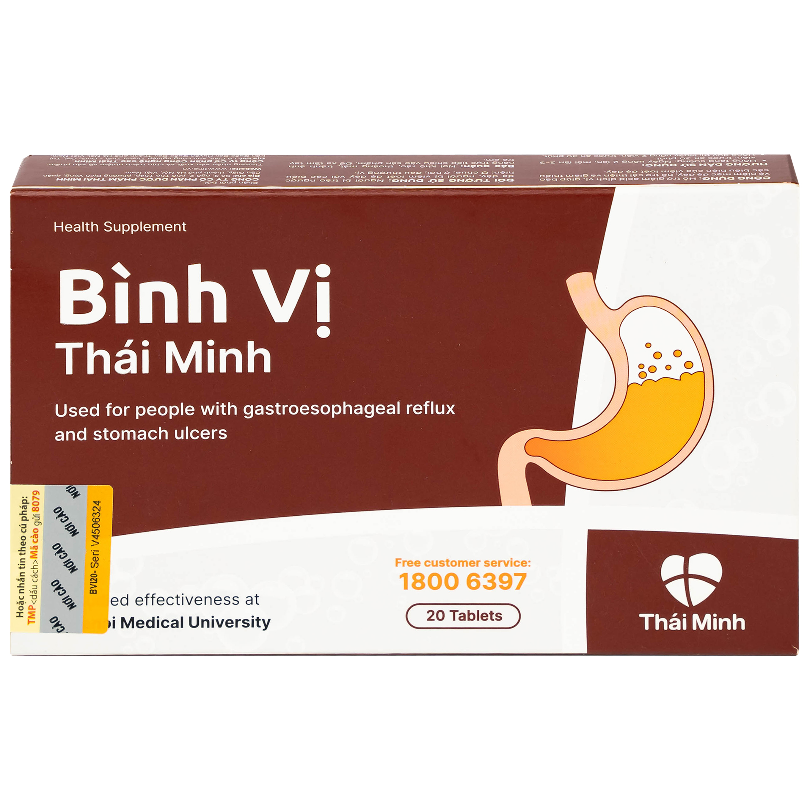 Viên uống giảm acid dịch vị Bình Vị Thái Minh (2 vỉ x 10 viên)