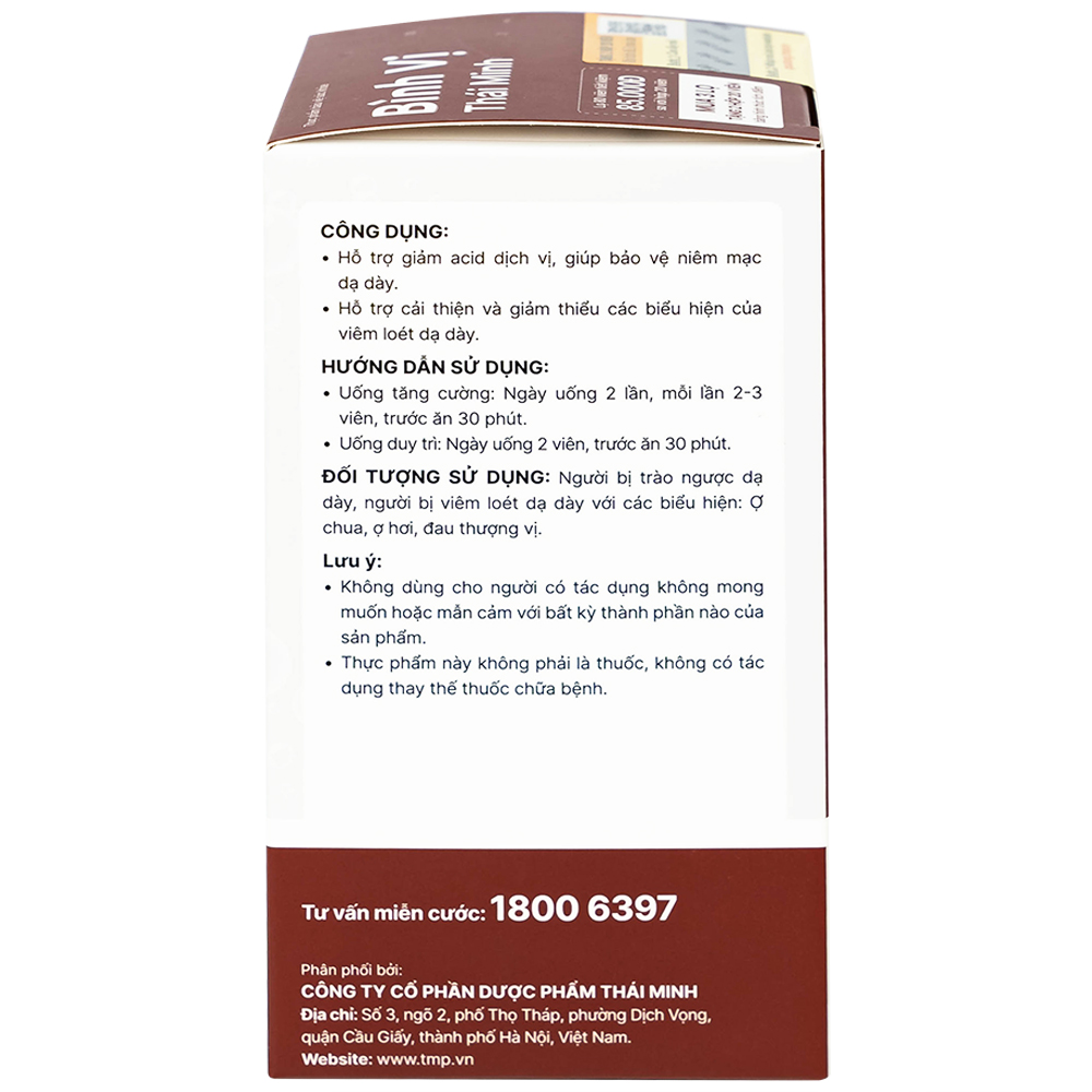 Viên uống giảm acid dịch vị Bình Vị Thái Minh (80 viên)