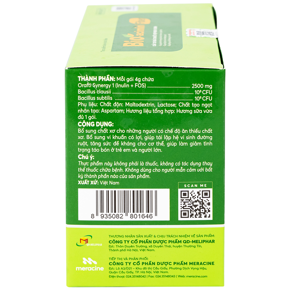 Cốm giúp làm giảm táo bón Bio-acimin Fiber Meracine (30 gói)
