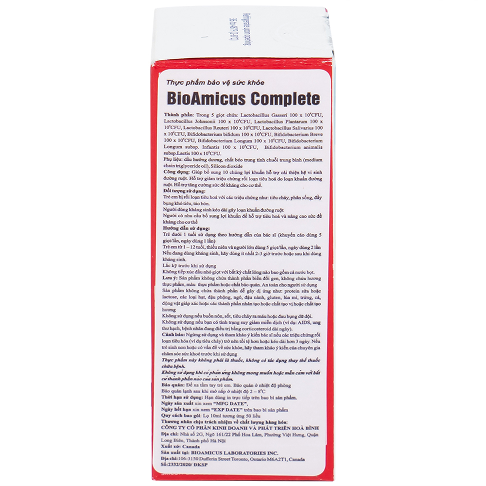 Dung dịch uống giúp bổ sung 10 chủng lợi khuẩn Bioamicus Complete (10ml)