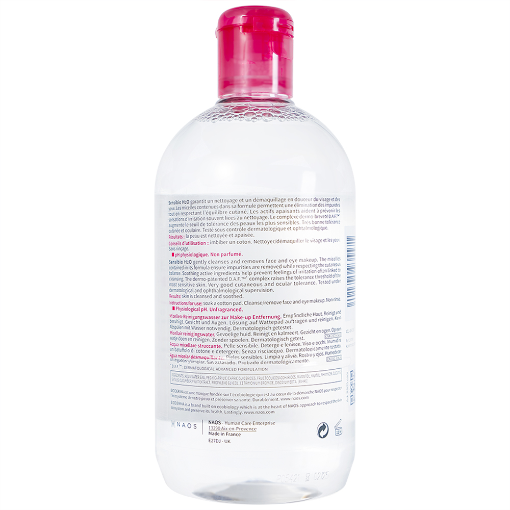 Nước tẩy trang cho da nhạy cảm Bioderma Sensibio H2O 500ml