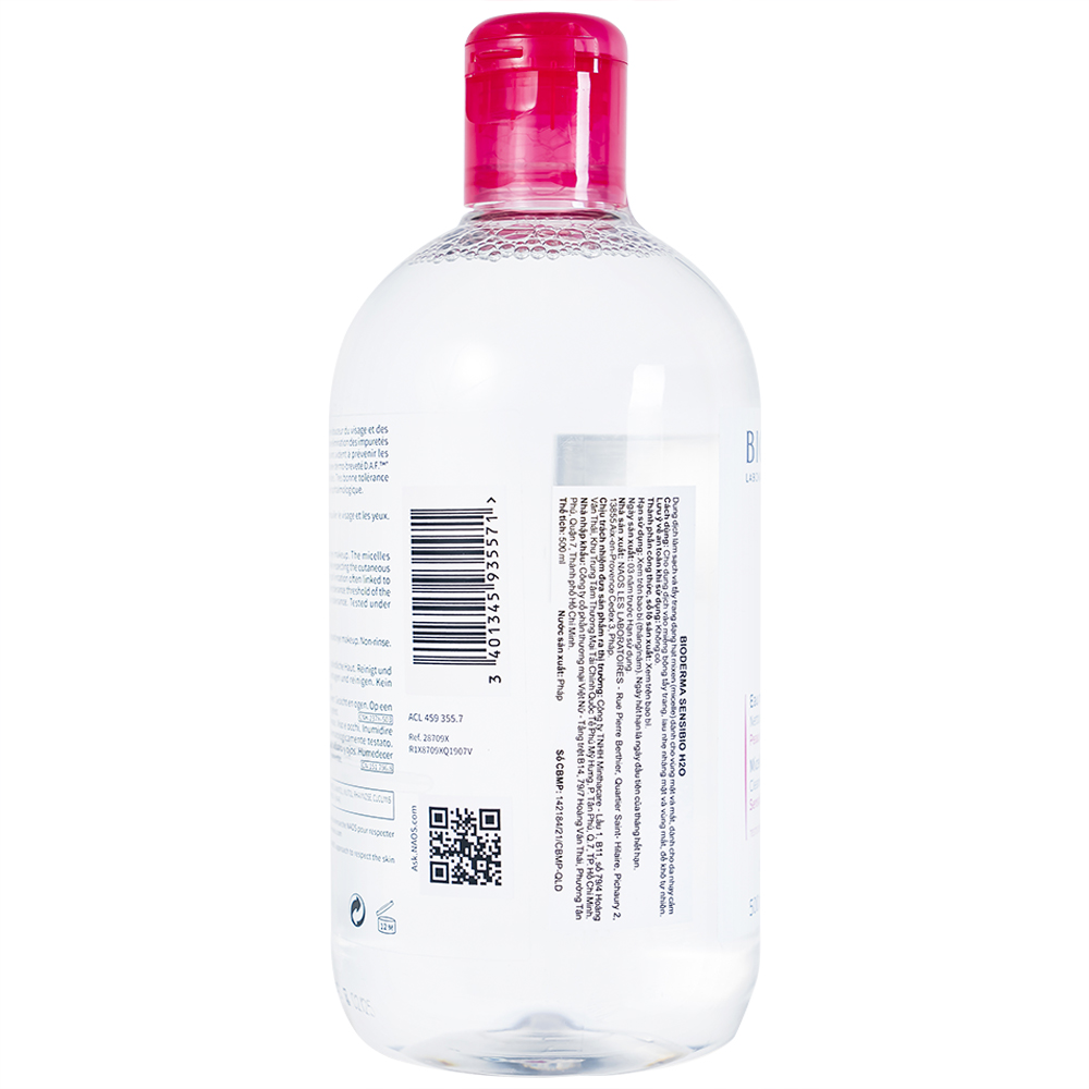 Nước tẩy trang cho da nhạy cảm Bioderma Sensibio H2O 500ml