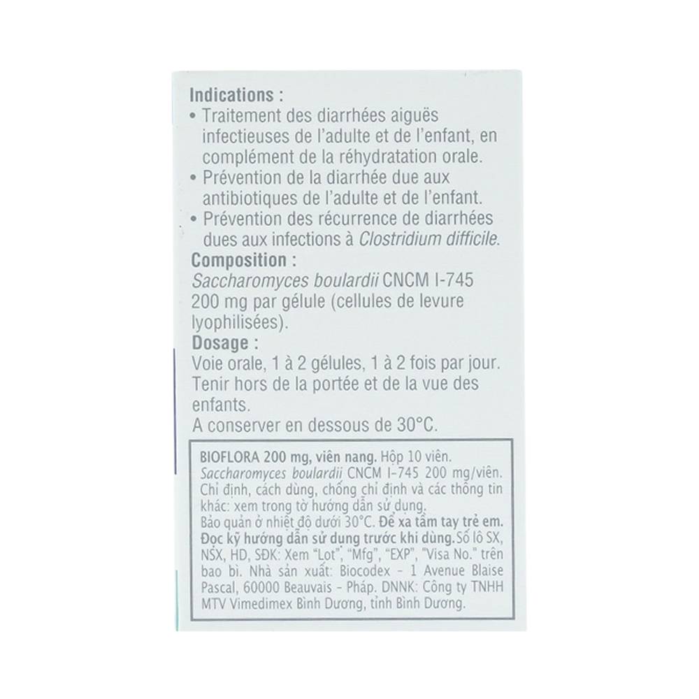 Thuốc Bioflora 200mg Biocodex điều trị tiêu chảy (10 viên)