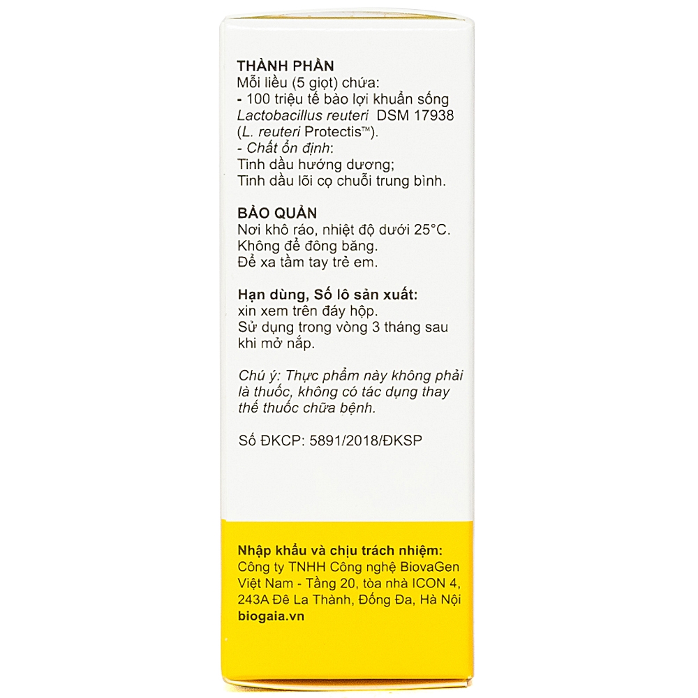 Bổ sung lợi khuẩn cho đường tiêu hóa BioGaia Protectis Baby Drops (5ml)
