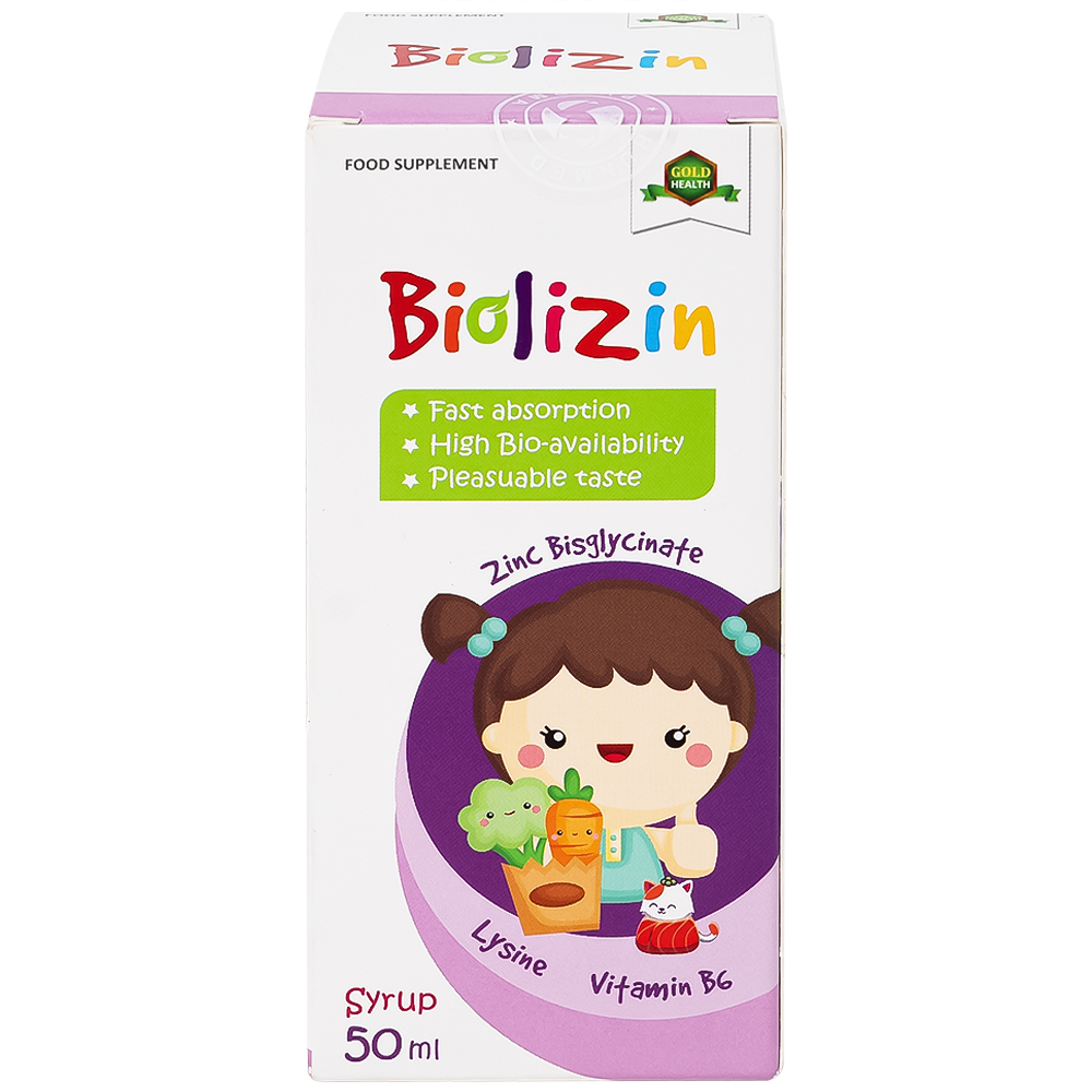 Siro bổ sung kẽm, lysine và vitamin B6 cho trẻ Biolizin (50ml)