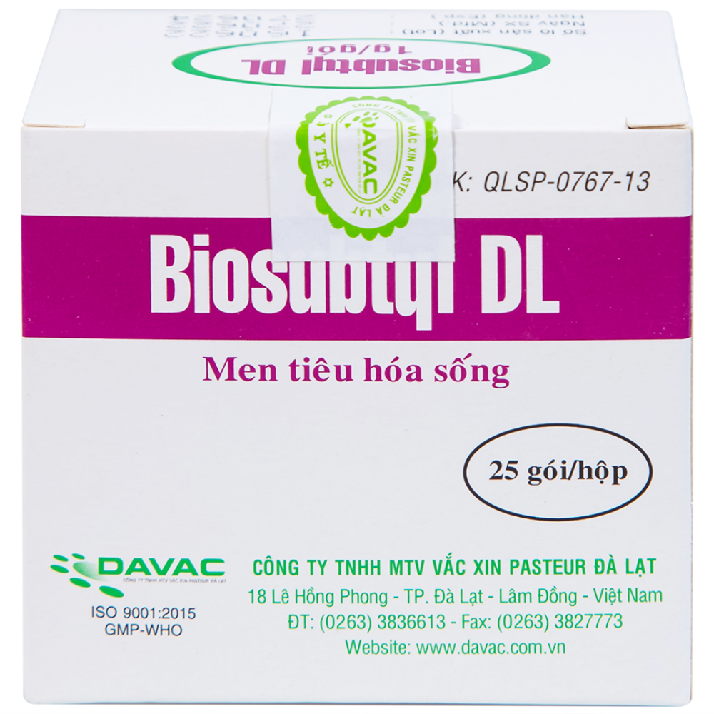 Men tiêu hoá sống Biosubtyl DL Davac điều trị tiêu chảy, viêm đại tràng, rối loạn tiêu hoá (25 gói)