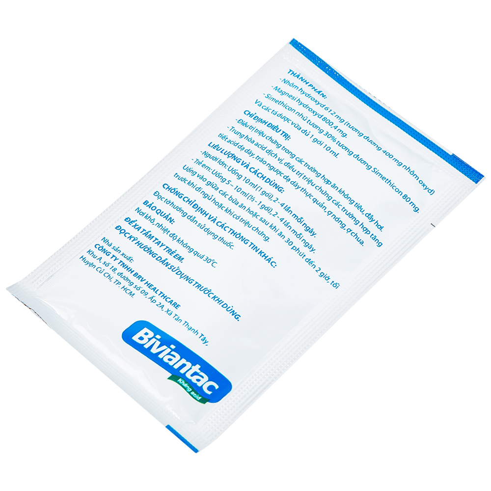 Hỗn dịch uống Biviantac BRV điều trị triệu chứng ăn không tiêu, đầy hơi (20 gói x 10 ml)