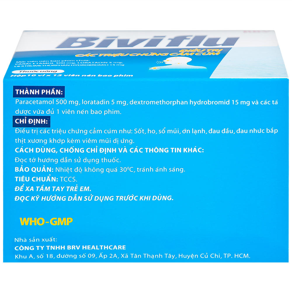Thuốc Biviflu BRV điều trị các triệu chứng cảm cúm (10 vỉ x 12 viên)
