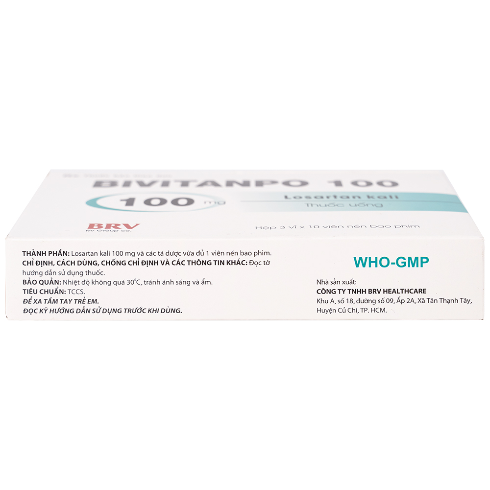 Thuốc Bivitanpo 100 BV điều trị tăng huyết áp mức độ nhẹ và vừa (3 vỉ x 10 viên)