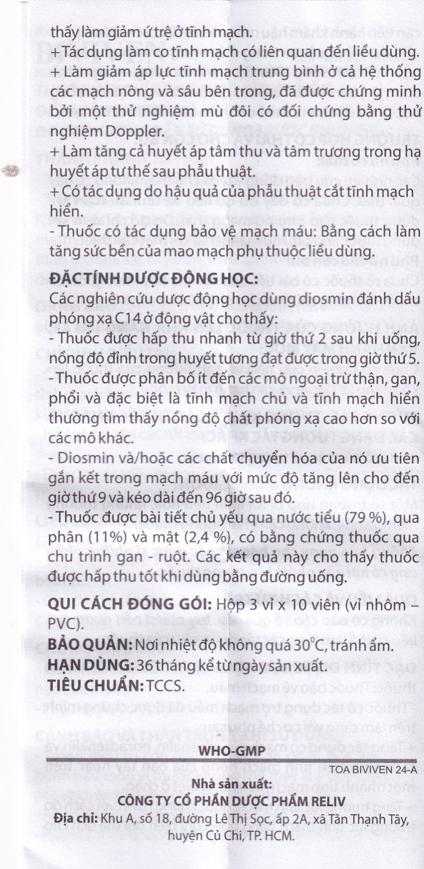 Thuốc BiviVen 600mg Reliv hỗ trợ cải thiện triệu chứng suy tuần hoàn tĩnh mạch bạch huyết (3 vỉ x 10 viên)