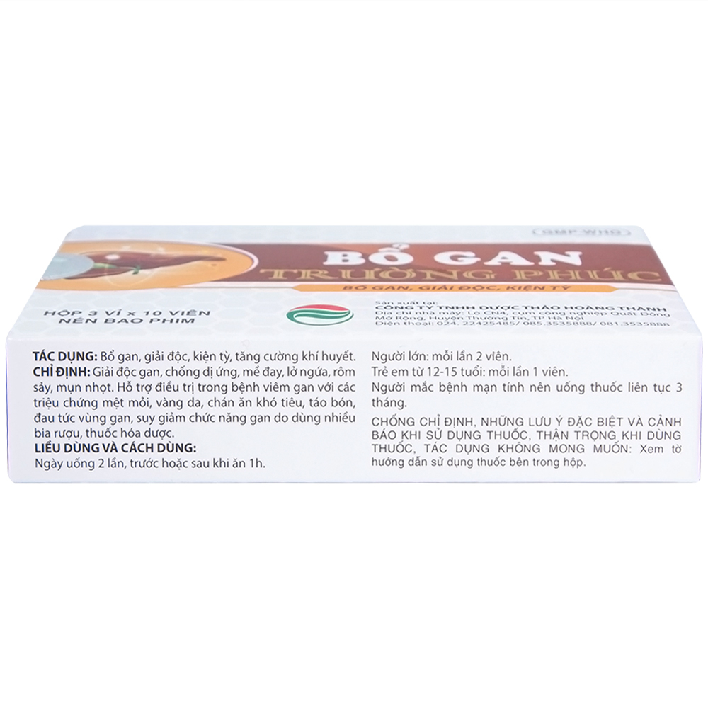 Thuốc Bổ Gan Trường Phúc giải độc gan, chống dị ứng, mày đay, lở ngứa (3 vỉ x 10 viên)