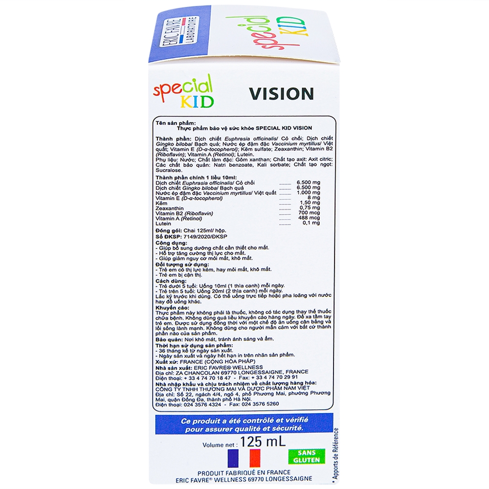 Siro giúp tăng cường thị lực cho mắt, phòng ngừa cận thị cho trẻ Special Kid Vision hương việt quất (125ml)