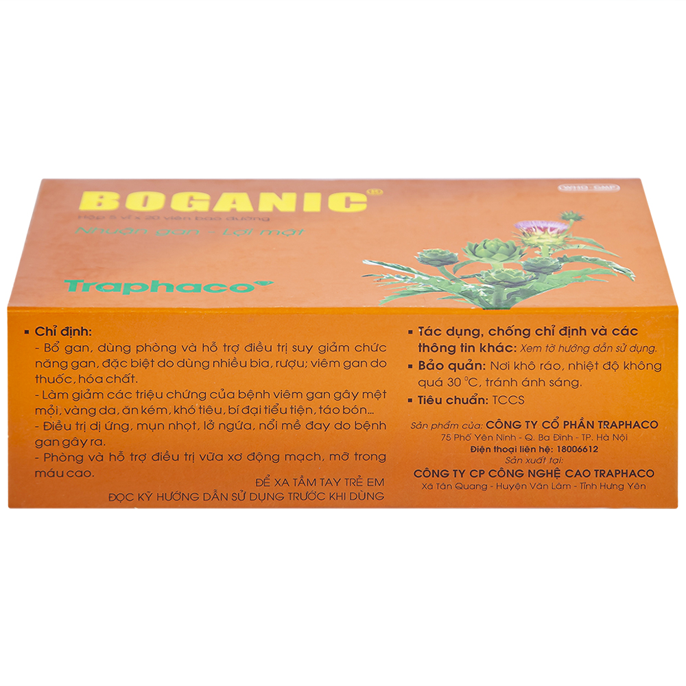 Thuốc Boganic Traphaco bổ gan, hỗ trợ điều trị suy giảm chức năng gan (5 vỉ x 20 viên)