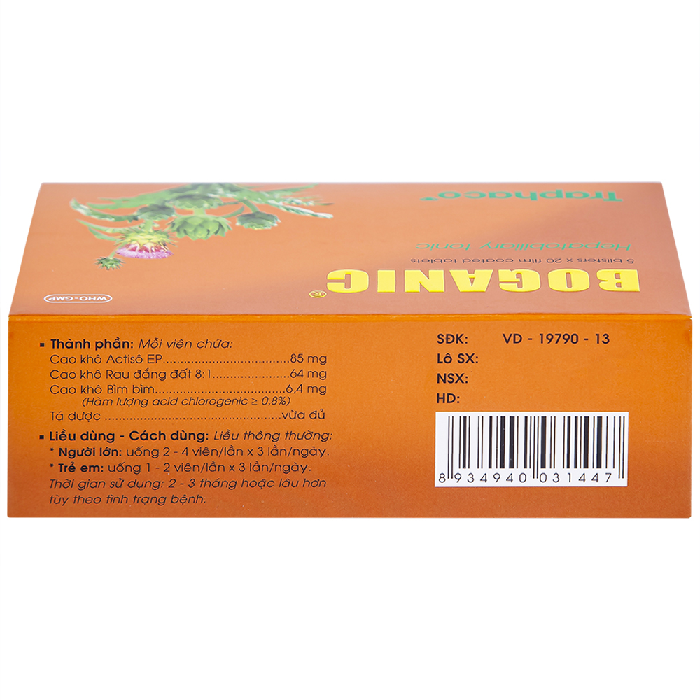 Thuốc Boganic Traphaco bổ gan, hỗ trợ điều trị suy giảm chức năng gan (5 vỉ x 20 viên)