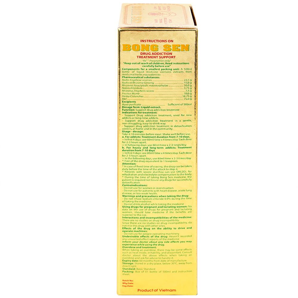 Thuốc nước uống Bông Sen 500ml Fataco hỗ trợ cắt cơn cai nghiện ma túy (4 chai)