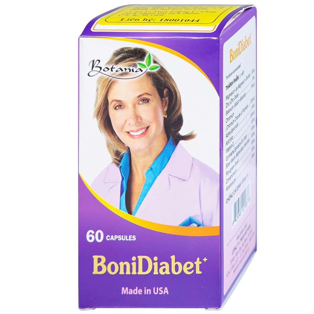 Viên uống hỗ trợ điều trị bệnh tiểu đường làm giảm glucose máu BoniDiabet Botania (60 viên)