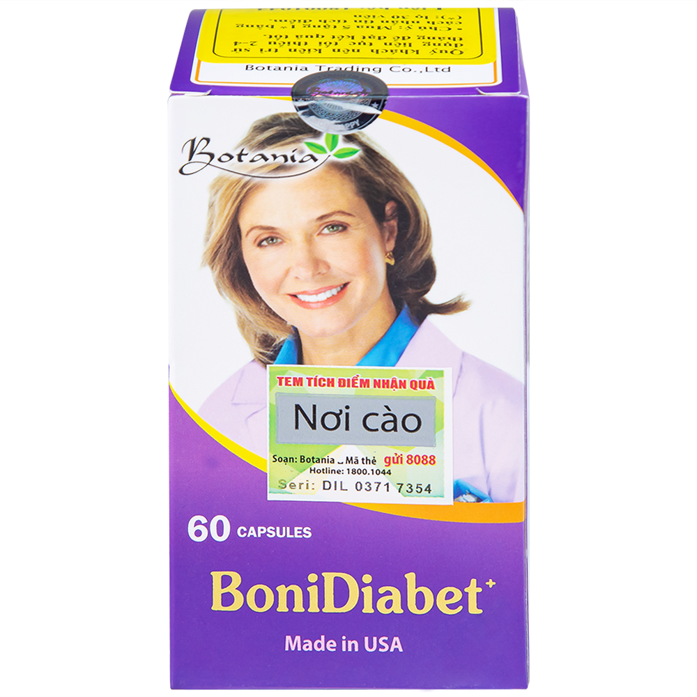 Viên uống hỗ trợ điều trị bệnh tiểu đường làm giảm glucose máu BoniDiabet Botania (60 viên)
