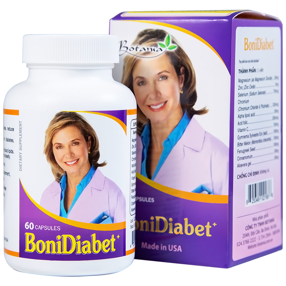 Viên uống hỗ trợ điều trị bệnh tiểu đường làm giảm glucose máu BoniDiabet Botania (60 viên)