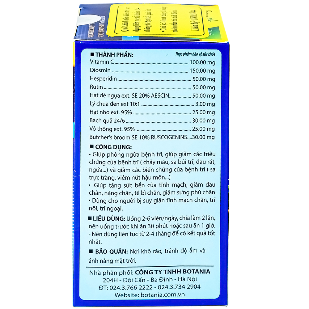 Viên uống hỗ trợ tăng sức bền của tĩnh mạch BoniVein Botania (30 viên)
