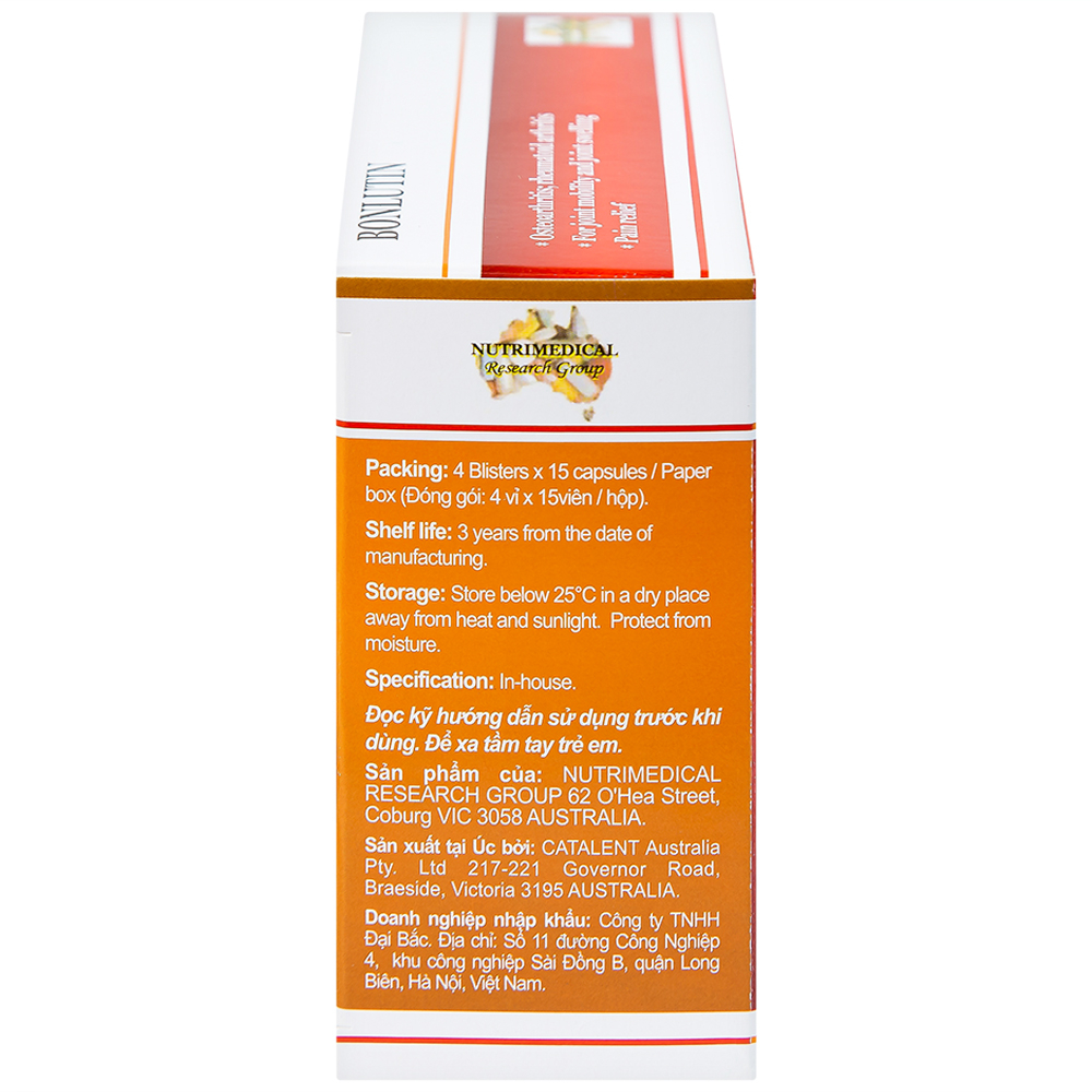 Thuốc Bonlutin Catalent giảm triệu chứng của thoái hóa khớp gối nhẹ và trung bình (4 vỉ x 15 viên)