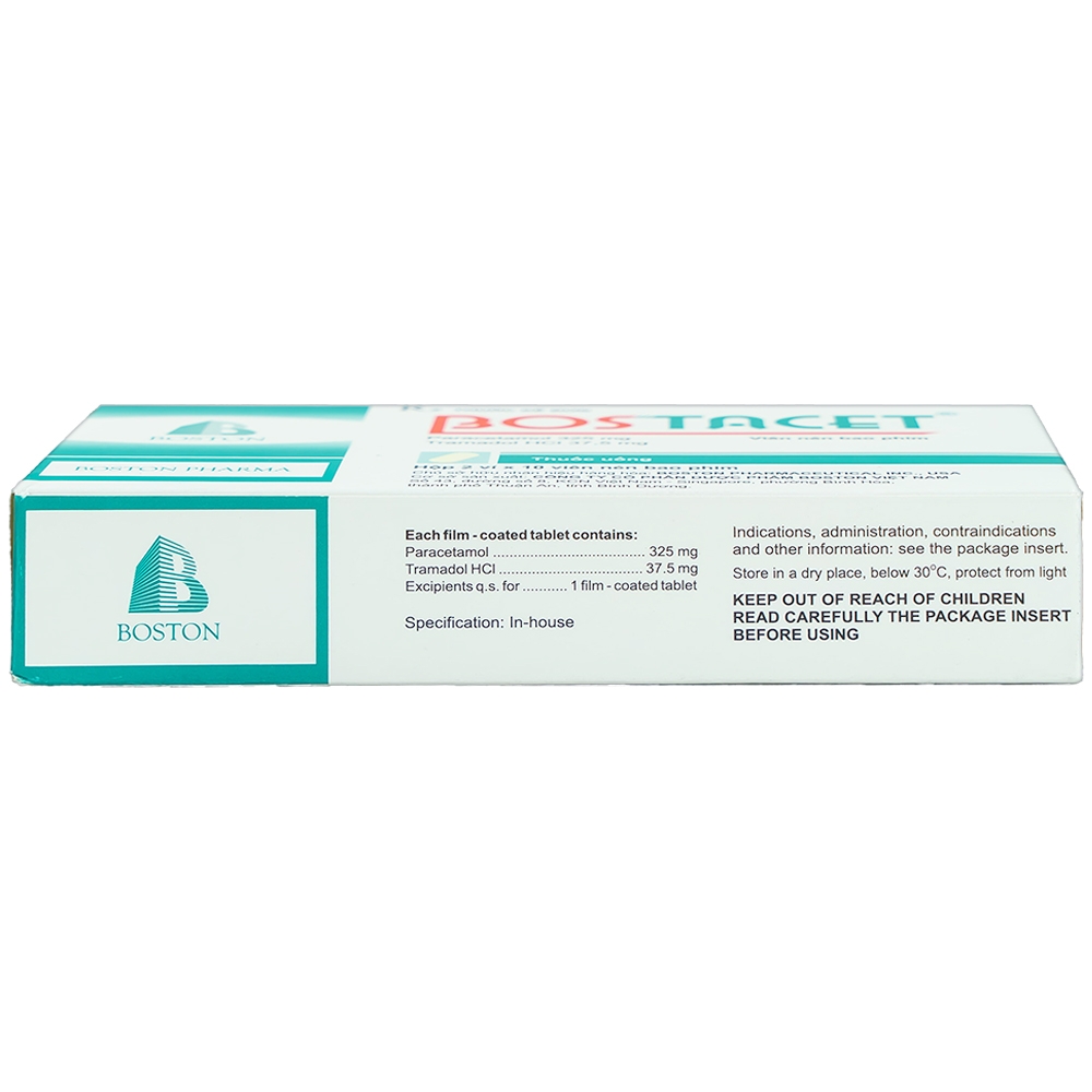 Thuốc Bostacet Boston điều trị các cơn đau từ trung bình đến nặng (2 vỉ x 10 viên)
